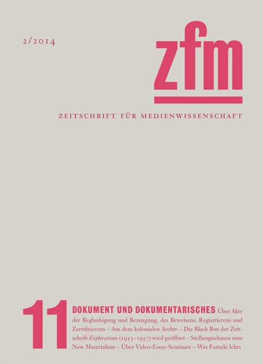 Gesellschaft für Medienwissenschaft (ed.): Zeitschrift für Medienwissenschaft 11